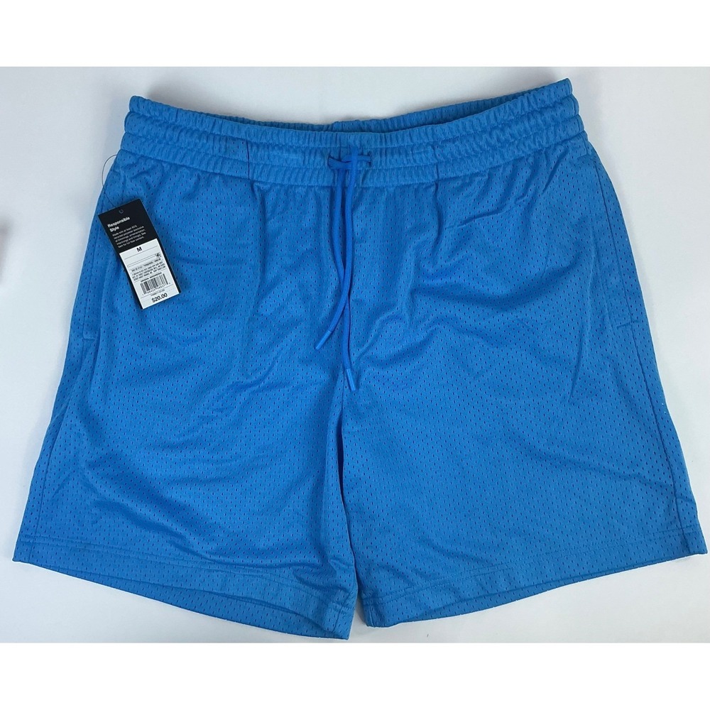 Original Use Blue Mesh Athletic Shorts Mens Medium Drawstring Elastic Waist